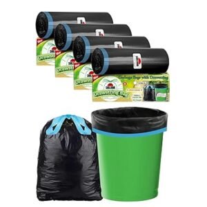 Shalimar Premium OXO - Biodegradable Drawstring Garbage Bags 17 X 19 Inches (Small) 120 Bags (4 rolls) Dustbin Bag/Trash Bag - Black Color